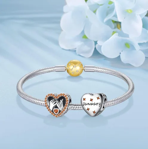 Vista 3 de PHCLASY Love Heart Birthstone Charms 925 Sterling Silver with Cubic Zirconia Dangle Women's Bead Charms fit Bracelets and Necklaces