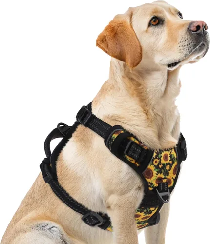 Vista 16 de PUPTECK Arnés táctico sin tirones para perro, tamaño mediano, arnés reflectante ajustable con asa para perro, de fácil control, cómodo y suave