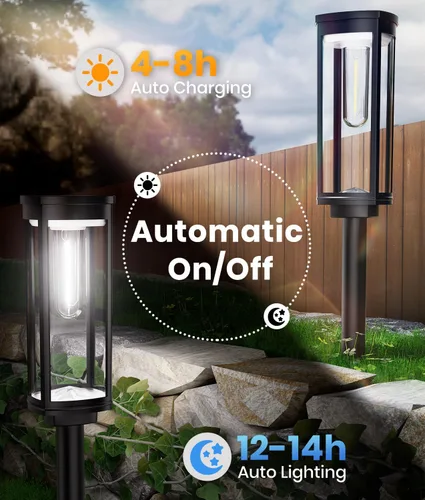 Vista 5 de ALFIOT - Farolas solares para camino al aire libre, luces solares para exteriores, impermeables IP65, encendido/apagado automático, luces de jardín