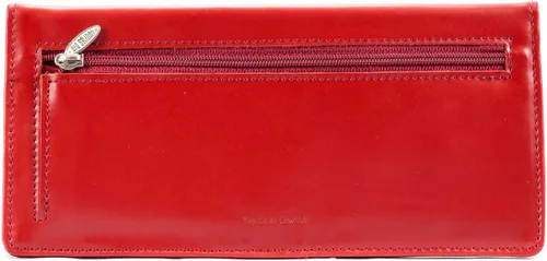 Vista 3 de Big Skinny Billetera ejecutiva de piel para mujer con pliegue doble, porta hasta 40 tarjetas Rojo