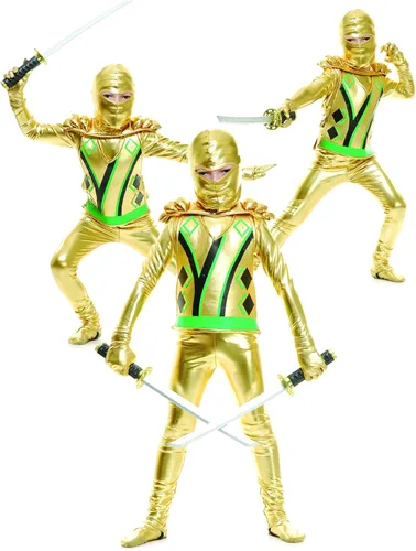 Vista 4 de Disfraz ninja dorado Avengers Series III para niños, M, Dorado