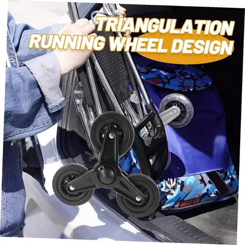 Vista 4 de 1 par de ruedas de cristal de acero inoxidable, ruedas triangulares resistentes para carritos de compras, carretillas de escalada de escaleras