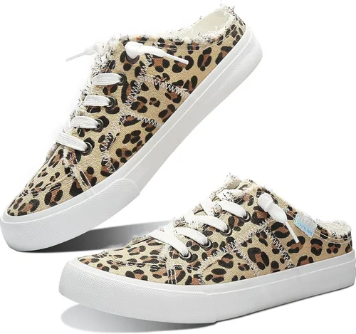 Vista 11 de Obtaom Sandalias de lona para mujer con espuma viscoelástica Clipper, tenis de moda, cómodas, fáciles de poner, sandalias sin tacón para mujer Beige