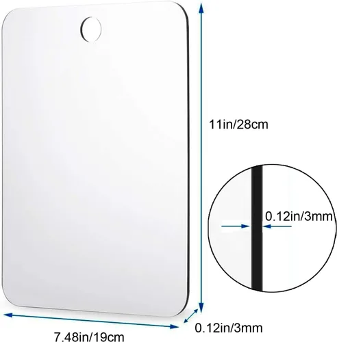 Vista 2 de Espejo de ducha para afeitar, acrílico, pequeño, para viajes, maquillaje, baño, para colgar en la pared, espejo de plástico para mujeres y hombres