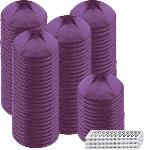 Vista 18 de Zion Judaica Deluxe Satin Kippah Yarmulkes para niños, adolescentes y adultos, 6.25 pulgadas, opciones multicolores, diseño de 4 paneles Negro