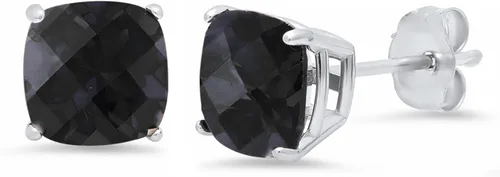Vista 13 de Amazon Collection Aretes de plata de ley 925 con piedra natal de corte cojín para mujer