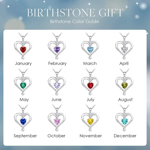 Vista 5 de AM ANNIS MUNN Birthstone Necklace for Women, 18K White Gold Heart Necklace Filled 925 Sterling Silver, Diamond Womens Jewelry Christmas Gifts for