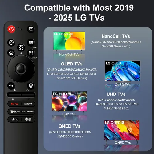 Vista 2 de Universal for LG Smart TV Remote,Replacement Magic Remote Control AN-MR25GA for 2018 to 2025 LG WebOS TV,Compatible