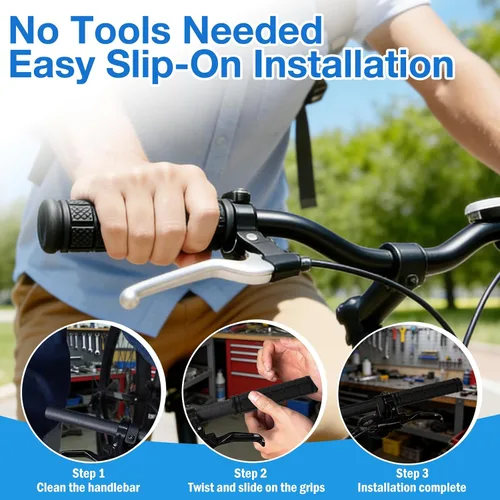 Vista 4 de 2 pares de puños/mangos para manillar de bicicleta con empuñaduras de hongo para bicicletas BMX/de carretera/de montaña