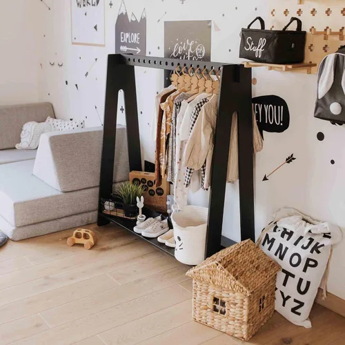 Vista 8 de Perchero, Armario infantil Montessori, estante de exhibición de tienda, perchero Montessori, muebles Montessori, Estación de vestir