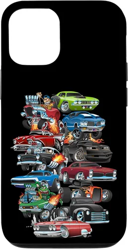 Vista 27 de Funda para iPhone 13 Hotrods, autos clásicos, coches musculosos y carros de carreras