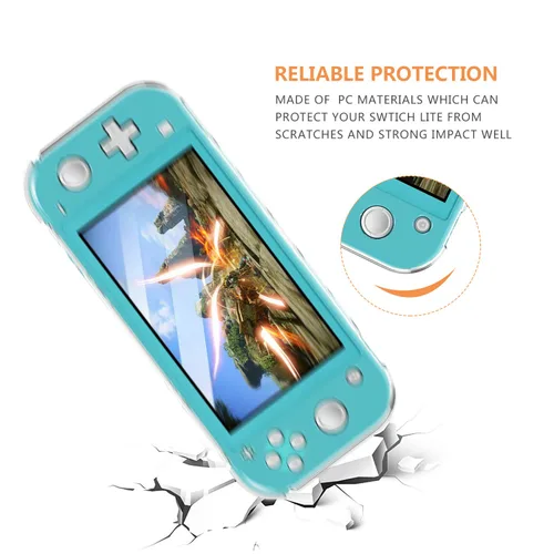 Vista 6 de Switch Accessories Kit 13in 1 for Nintendo Switch Lite with Hard Cover Case, Screen Protector Tempered Glass, Switch Joystick Caps Cleaning Wipe