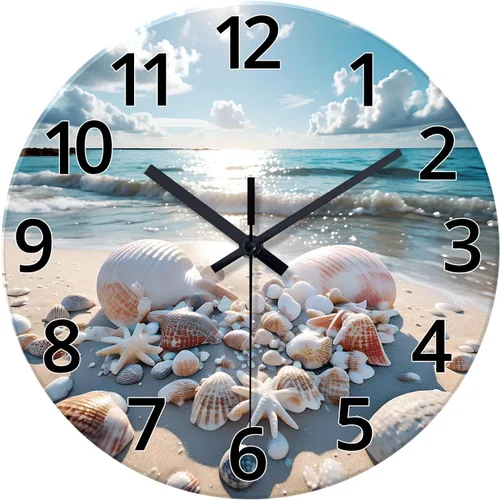 Vista 16 de XNM Relojes de Pared de Paisaje Natural para Baño, Funciona con Pilas, 30.5 cm, Negro y Blanco, Redondo, Silencioso, sin Tictac, de Vidrio, Pequeño