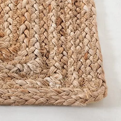 Vista 4 de SANWARIYA Rugs, suelo trenzado rectangular con borde de yute, hecho a mano, hecho a mano (2 pies x 3 pies)
