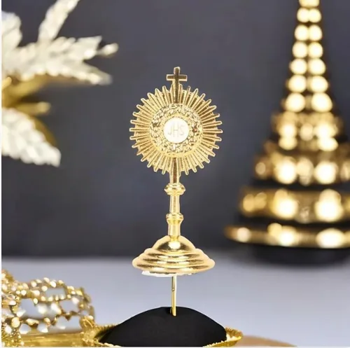 Vista 6 de Pssopp Decoración de mesa católica, material de aleación, forma de sol, exquisita artesanía, estatua de comunión cristiana, adorno para decoración