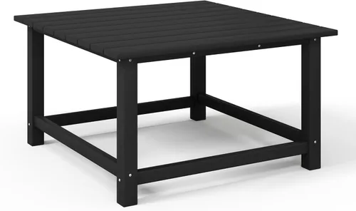 Vista 7 de WestinTrends Malibu Baja Mesa de Café de Patio Cuadrada de HDPE para Exteriores, Negra Negro