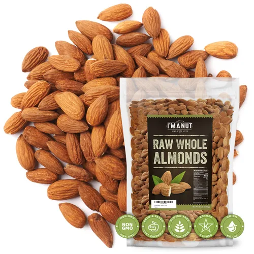 Vista 9 de Almendras tostadas secas sin sal, 16 onzas (1 libra), probadas por lotes, sin gluten y sin maní, sin aceite, enteras, sin PPO, sin OMG, sin
