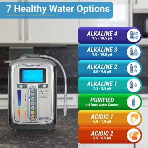 Vista 4 de Aqua Ionizer Deluxe 5.0 Ionizador de agua 7 ajustes de agua Sistema de filtración de agua alcalina para el hogar Produce agua alcalina pH
