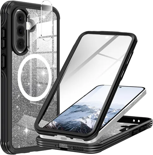 Vista 26 de Hekodonk Funda magnética para Galaxy A17 5G, [compatible con Magsafe] [Protector de pantalla de vidrio templado integrado] [tarjeta con purpurina]