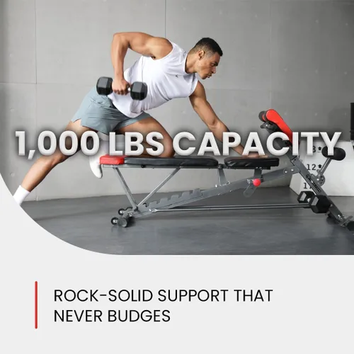 Vista 4 de Finer Form - Banco de pesas multifuncional FID para entrenamiento corporal todo en uno – Extensión de espalda hiper, silla romana, banco ajustable
