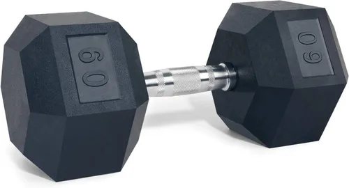 Vista 9 de LIONSCOOL - Mancuernas hexagonales de goma con mango de metal para entrenamiento de fuerza y resistencia, desarrollo de musculatura y entrenamiento