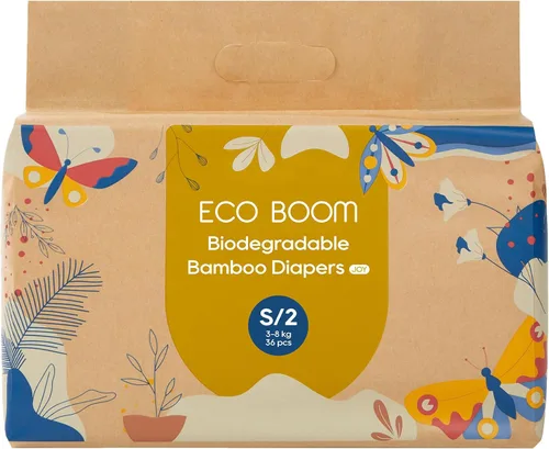 Vista 10 de ECO BOOM Joy - Pañales de viscosa de bambú para bebé, talla 1