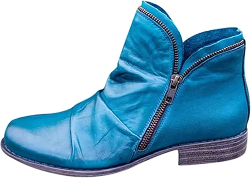 Vista 7 de Ladmiple Botas vaqueras para mujer, pantorrilla ancha, pie ancho, botas de tobillo vaquera occidental, botas de combate, zapatos para caminar