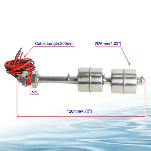 Vista 32 de Aopin Interruptor de sensor de nivel de agua de acero inoxidable, sensor de nivel de líquido, controlador de flotador de bola de plástico para bomba