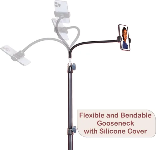 Vista 3 de Soporte de trípode de suelo, trípode alto retráctil de cuello de cisne ajustable de 7.2 pies para iPhone 12 Pro Max, iPhone 11 Pro Max, iPhone Xs