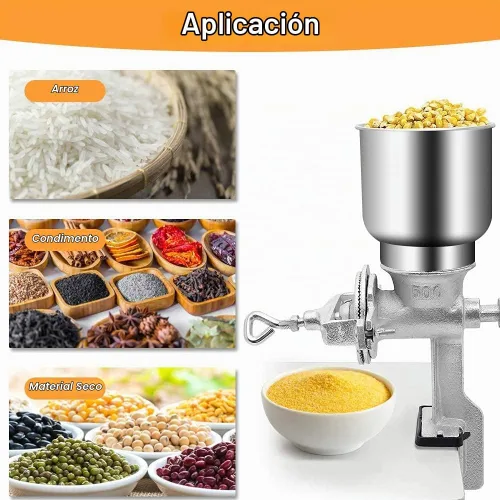 Vista 2 de Molinillo manual de grano de manivela de mano, abrazadera de mesa, molinillo de maíz, molino de hierro fundido, semillas de café, especias