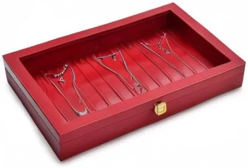 Vista 10 de Oirlv Bandeja organizadora de pulsera de cuero de lujo con tapa acrílica, vitrina de joyería, cajón de inserción, organizador de joyas para mujeres