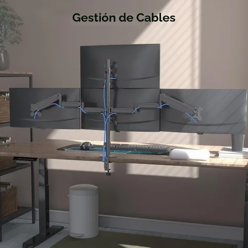 Vista 8 de Pholiten - Soporte de escritorio con brazo para monitor cuádruple para pantallas de máximo 32