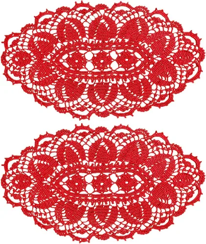 Vista 14 de SUNONE11HKA Mantel individual ovalado de encaje de ganchillo de 21 pulgadas de largo, mantel individual lavable para jarrón de cocina (negro, 1)