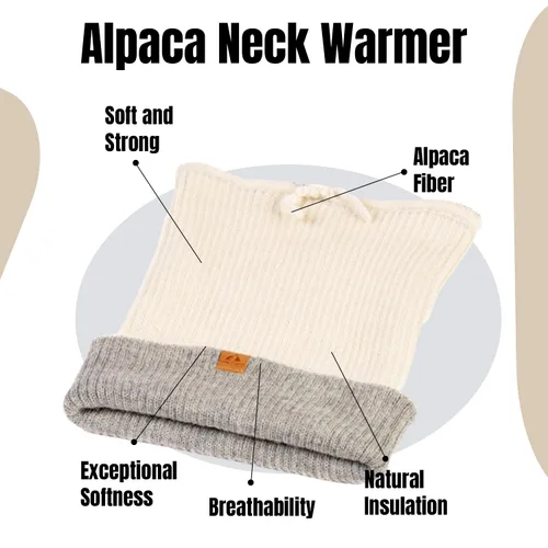 Vista 21 de Baby Alpaca Neck Warmer, Unisex Winter Warmer Hat, Neck Gaiter Scarf