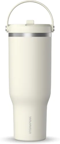 Vista 18 de Hydrapeak Nomad - Vaso de 32 onzas con asa y tapa con popote, a prueba de fugas, doble aislamiento, vaso de acero inoxidable de 32 onzas (almendra)