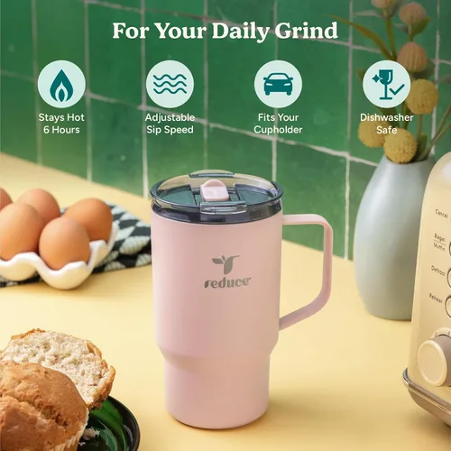 Vista 3 de REDUCE Hot1 - Taza aislante de acero inoxidable Hot1 de 18 onzas con tapa de ajuste de temperatura - Vacío de doble pared, compatible con portavasos