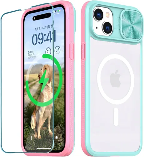 Vista 33 de Funda MagSafe transparente de titanio compatible con iPhone 15 Pro con cubierta deslizante para cámara, imanes fuertes, antiamarilleo, a prueba