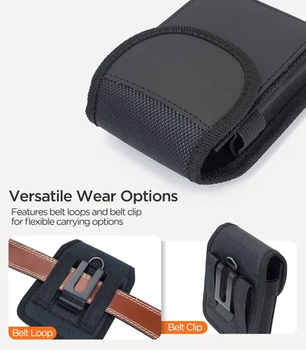 Vista 4 de Funda para teléfono compatible con Samsung Galaxy Z Flip 7/6/5/4/3, Motorola Razr Series, soporte para cinturón para teléfono celular con tarjetero