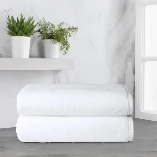 Vista 3 de Amazon Basics 2 toallas de baño de gran tamaño de secado rápido, 100% algodón, color blanco, de 62 x 30 pulgadas