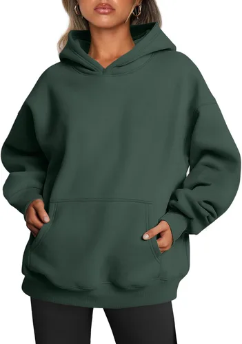 Vista 18 de Trendy Queen Sudaderas con capucha de gran tamaño para mujer, sudaderas de felpa para mujer, suéteres de moda de otoño, suéteres de invierno Lunares