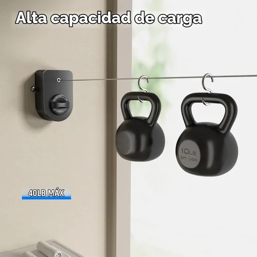Vista 5 de Mustorn Tendedero retráctil para interiores, línea de ropa para exteriores que no se hunde, línea de ropa resistente para secar la ropa, línea