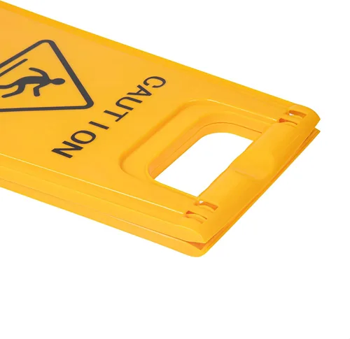 Vista 14 de Restaurantware RW Clean 11.8 x 2 x 24.4 pulgadas, 1 letrero de precaución de doble cara, mango integrado, plegable, de plástico, amarillo, para uso