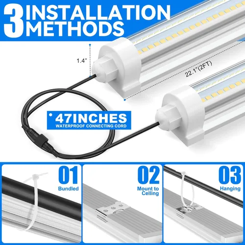 Vista 4 de JESLED Luces de cultivo impermeables para plantas de interior, 2 pies de espectro completo 5000K LED para inicio de semillas, plántulas y verduras