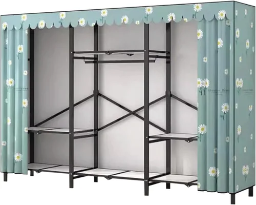 Vista 13 de large closets Folding Closet with Cloth Cover Clothes Closet Portable Wardrobe Closet Metal Iron Frame Closets for Bedroom Large Closet Space-saving