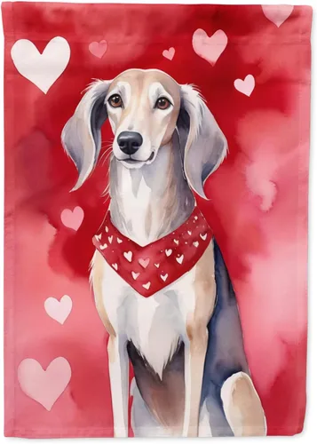 Vista 77 de Caroline's Treasures DAC5252GF Affenpinscher - Bandera de jardín con texto en inglés "My Valentine", bandera decorativa para patio exterior, patio