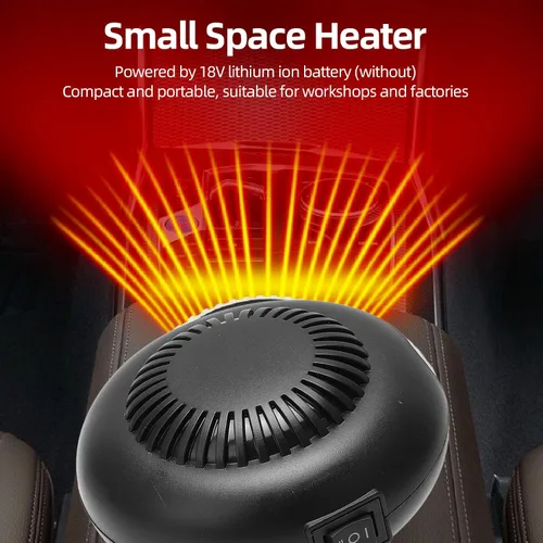 Vista 2 de Calentador de Espacio Pequeño, Calentador de 170W con 2 Velocidades y Batería de 18V, Calentador Eléctrico, Calentadores Portátiles Operados