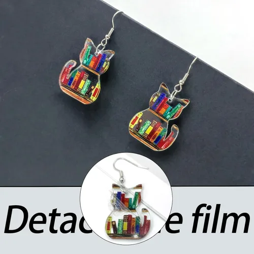 Vista 11 de Pendientes colgantes de libros para mujer, amantes de los libros, aretes acrílicos