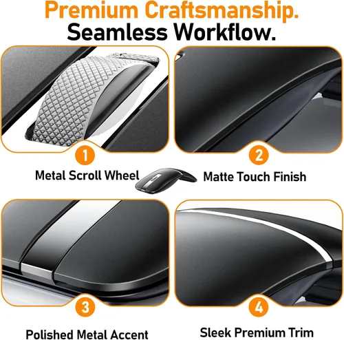 Vista 8 de Bluetooth - Ratón de viaje plegable, giratorio, inalámbrico, color negro Tipo C 2.4G receptor, delgado recargable, silencioso, para PC portátil