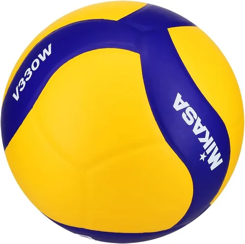 Vista 4 de Mikasa V330W, voleibol de juego de club de competición para interior, Azul/Amarillo