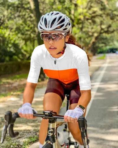 Vista 7 de Wulibike Maillot de ciclismo para mujer, manga larga, con bolsillos